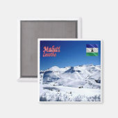 Aimant zLS007 MALUTI, Neige, Lesotho, Afrique, Frigo (Recto/Verso)