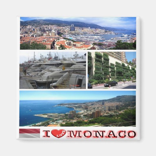Aimant zMC035 MonACO collage "I Love", Fridge (Devant)