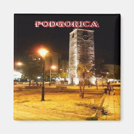 Aimant zME013 PODGORICA Tour d'horloge à la nuit, réfrigé (Devant)