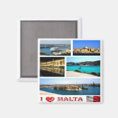 Aimant zMT007 MALTA "I Love", Réfrigérateur (Recto/Verso)