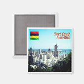 Aimant zMU015 PORT LOUIS, Skyline, Maurice, Réfrigérateur (Recto/Verso)