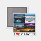 Aimant zMX020 CANCUN I Love, Mosaïque, Amérique, Réfrigér (Recto/Verso)