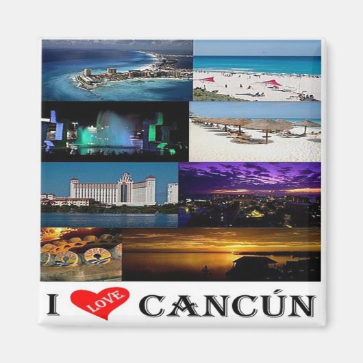 Aimant zMX020 CANCUN I Love, Mosaïque, Amérique, Réfrigér (Devant)