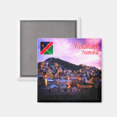 Aimant zNA006 WINDHOEK par Nuit, Namibie, Afrique, Réfrig (Recto/Verso)