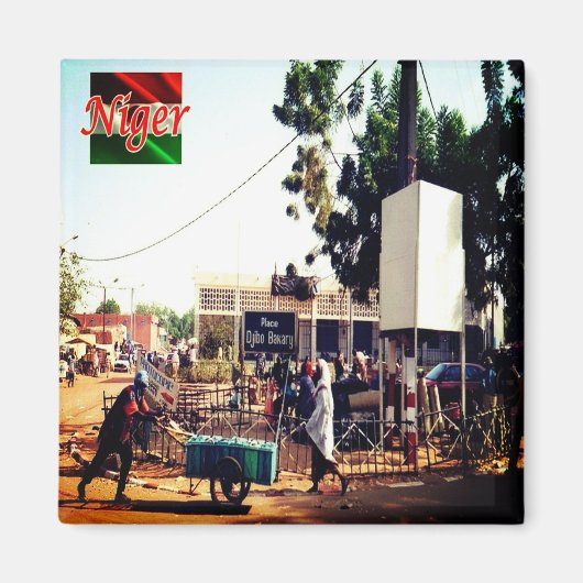 Aimant zNE009 NIGER, Place Djibo Bakary Walraven, Frigo (Devant)
