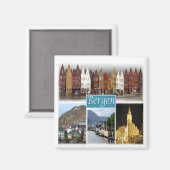 Aimant zNO009 BERGEN, Norvège, Europe, Fridge (Recto/Verso)