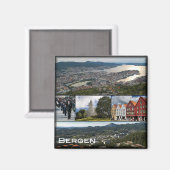 Aimant zNO043 BERGEN, Norvège, Europe, Fridge (Recto/Verso)