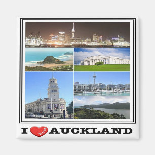 Aimant zNZ014 AUCKLAND I Love, Mosaic, NOUVELLE-ZÉLANDE, 