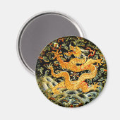 Aimant Zodiaque chinois antique brodé dragon doré (Recto/Verso)