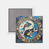 Aimant Zodiaque - Poissons Yin et Yang (Recto/Verso)