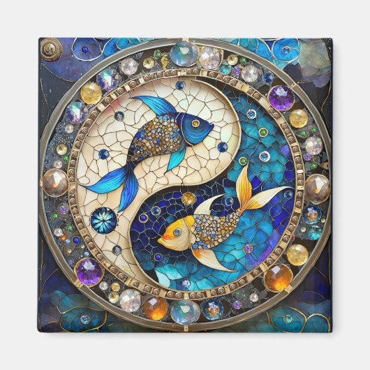 Aimant Zodiaque - Poissons Yin et Yang (Devant)
