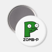 Aimant Zom-P Funny Halloween Zombie Alphabet P Pun (Recto/Verso)
