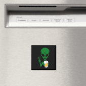Aimant Zone-51 Alien Beer Peace Sign Lazy Drinking Hallow (In Situ (Lave-vaisselle))