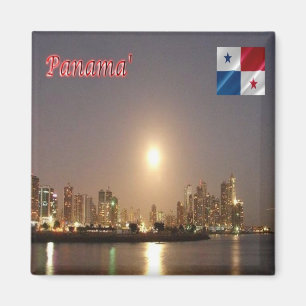 Aimant zPA004 PANAMA By Night, Skyline, America, Réfrigér