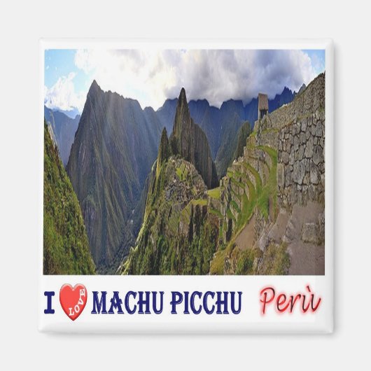 Aimant zPE027 MACHU PICCHU I Love, Mosaic, Pérou, Réfrigé (Devant)