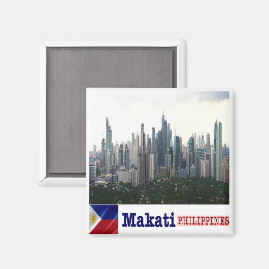 Aimant zPH008 skyline de MAKATI, Philippines Asie, Fridge (Recto/Verso)