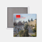 Aimant zRU019 MOSCOU RED CARRÉ FLAG URSS, Russie, Fridge (Recto/Verso)