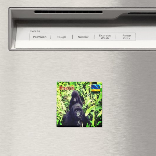 Aimant zRW003 RWANDA, Gorilla au parc national, Fridge (In Situ (Lave-vaisselle))