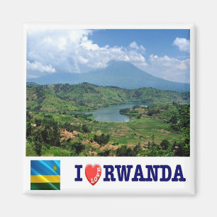 Aimant zRW007 RWANDA, I Love, Montagnes Virunga, Réfrigér