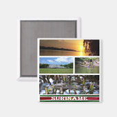 Aimant zSR003 SURINAME, Mosaïque, Amérique, Frigo (Recto/Verso)