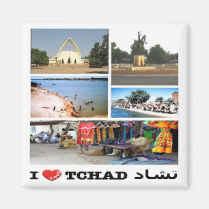 Aimant zTD007 CHAD I Love, Mosaic, Afrique, Réfrigérateur