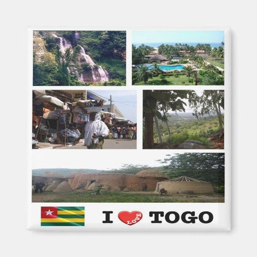 Aimant zTG009 TOGO I Love, Mosaïque, Afrique, Réfrigérate (Devant)