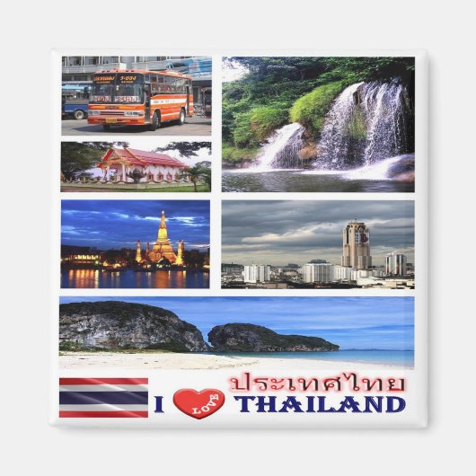 Aimant zTH006 j'aime THAILAND potpourri, Asie, Fridge (Devant)