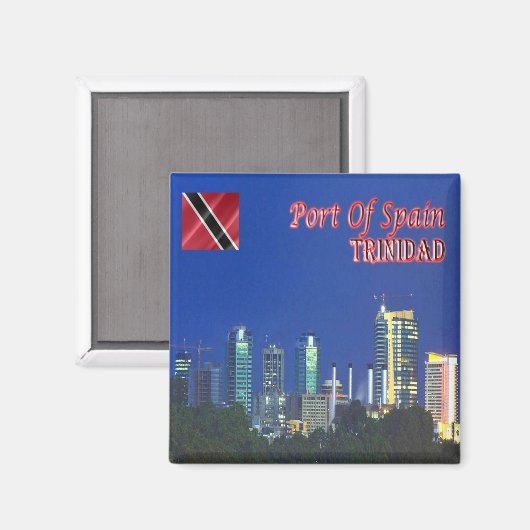 Aimant zTT005 TRINIDAD, Skyline, Port d'Espagne, Frigo (Recto/Verso)