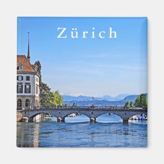 Aimant Zurich. Limmat. Hôtel de ville et pont. (Devant)