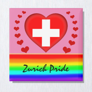 Aimant Zurich Pride & Hearts & Rainbow Flag / Love Swiss
