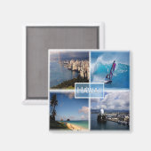 Aimant zUS021 HAWAII, Mosaïque, Honolulu, Amérique, Réfri (Recto/Verso)