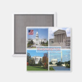 Aimant ZUS026 WASHINGTON, Mosaïque, Amérique, Réfrigérate (Recto/Verso)