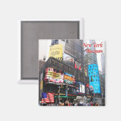 Aimant zUS095 NEW YORK, Carré de temps, Amérique, réfrigé (Recto/Verso)