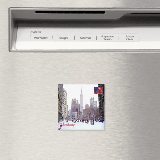 Aimant zUS115 BROADWAY avec neige, New York, Frigo (In Situ (Lave-vaisselle))