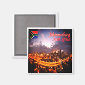 Aimant zZA015 JOHANNESBURG par Nuit, Afrique du Sud, Réfr (Recto/Verso)