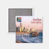 Aimant zZA037 DURBAN Skyline Crop, AFRIQUE DU SUD, Frigo (Recto/Verso)