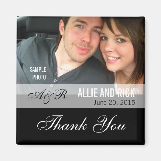 Aimants Cadeaux Mariage Photo Noir (Devant)