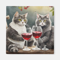 Aimants Chats cools boivent du vin !