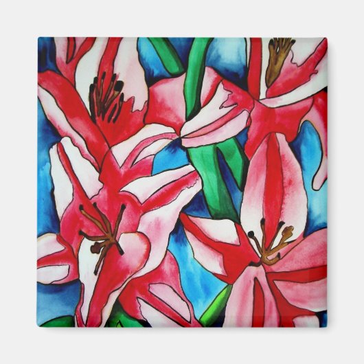 Aimants d'art de fleurs de jour lily rose vif (Devant)