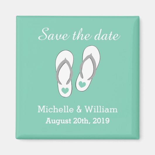 Aimants de mariage à save the date slipper de plag (Devant)