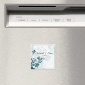 Aimants de mariage élégants à fleurs sarcelle (In Situ (Lave-vaisselle))