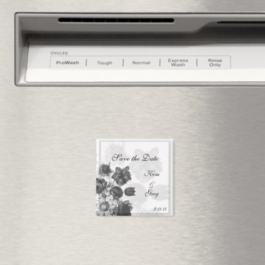 Aimants de mariage Fleur Élégante Grise (In Situ (Lave-vaisselle))