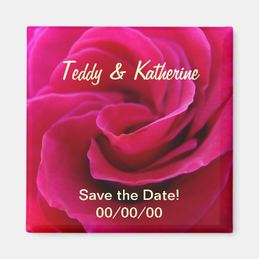 Aimants de mariage Fleurs Rose Rose Favors (Devant)