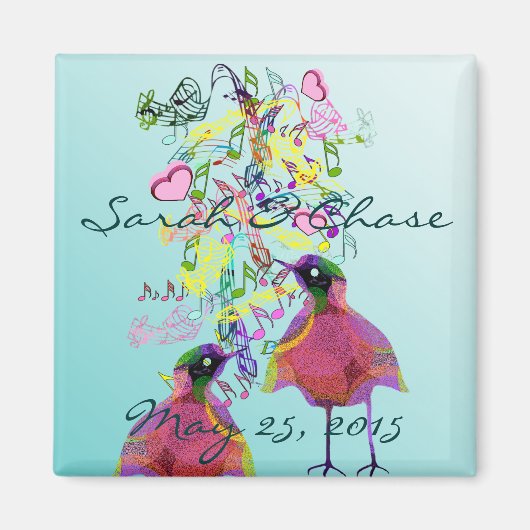 Aimants de mariage pour oiseaux amoureux (Devant)
