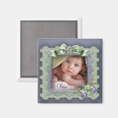 Aimants de naissance pour bébé fille avec cadre ph (Recto/Verso)