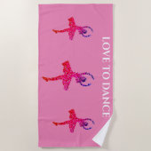 AIME DANSER serviette de plage en rose. (Devant)