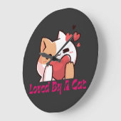 "Aimé par un chat horloge murale kawaii chat" (Angle)