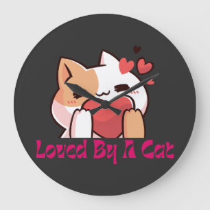 "Aimé par un chat horloge murale kawaii chat" 