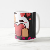 "Aimé par un chat Kawaii Chat Tasse noire" (Devant droit)