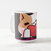 "Aimé par un chat Kawaii Chat Tasse noire" (Devant gauche)